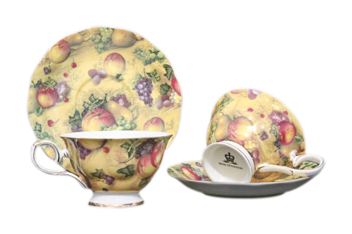 Country Fruit 2 Cup & Saucer Set Country Fruit 2 Cup & Saucer Set